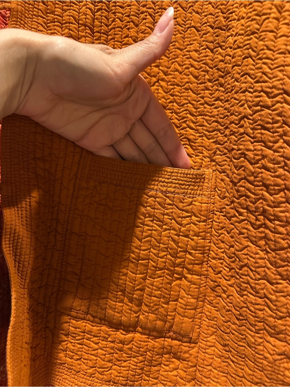 Reversible Orange Quilted Button-Front Jacket - Picture 4 of 8